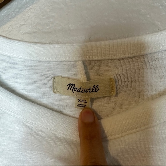 Madewell Long Sleeve Baby Tee Bright Ivory White 90s Retro Lettuce Trim Soft - Picture 4 of 9